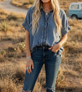 Denim Frayed Top
