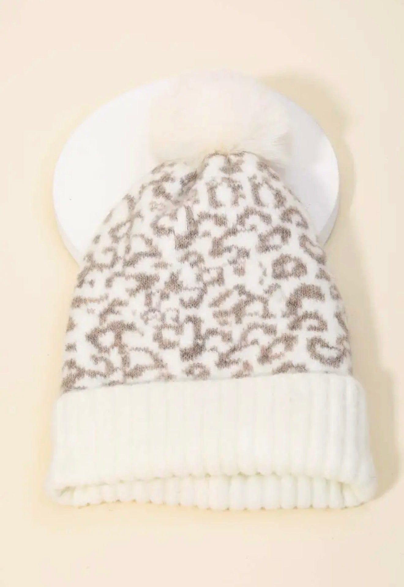 Cheetah Print Pom Beanie
