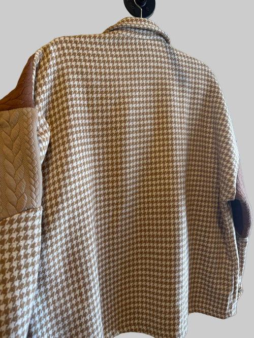 Brown Multi Pattern Knit Shacket