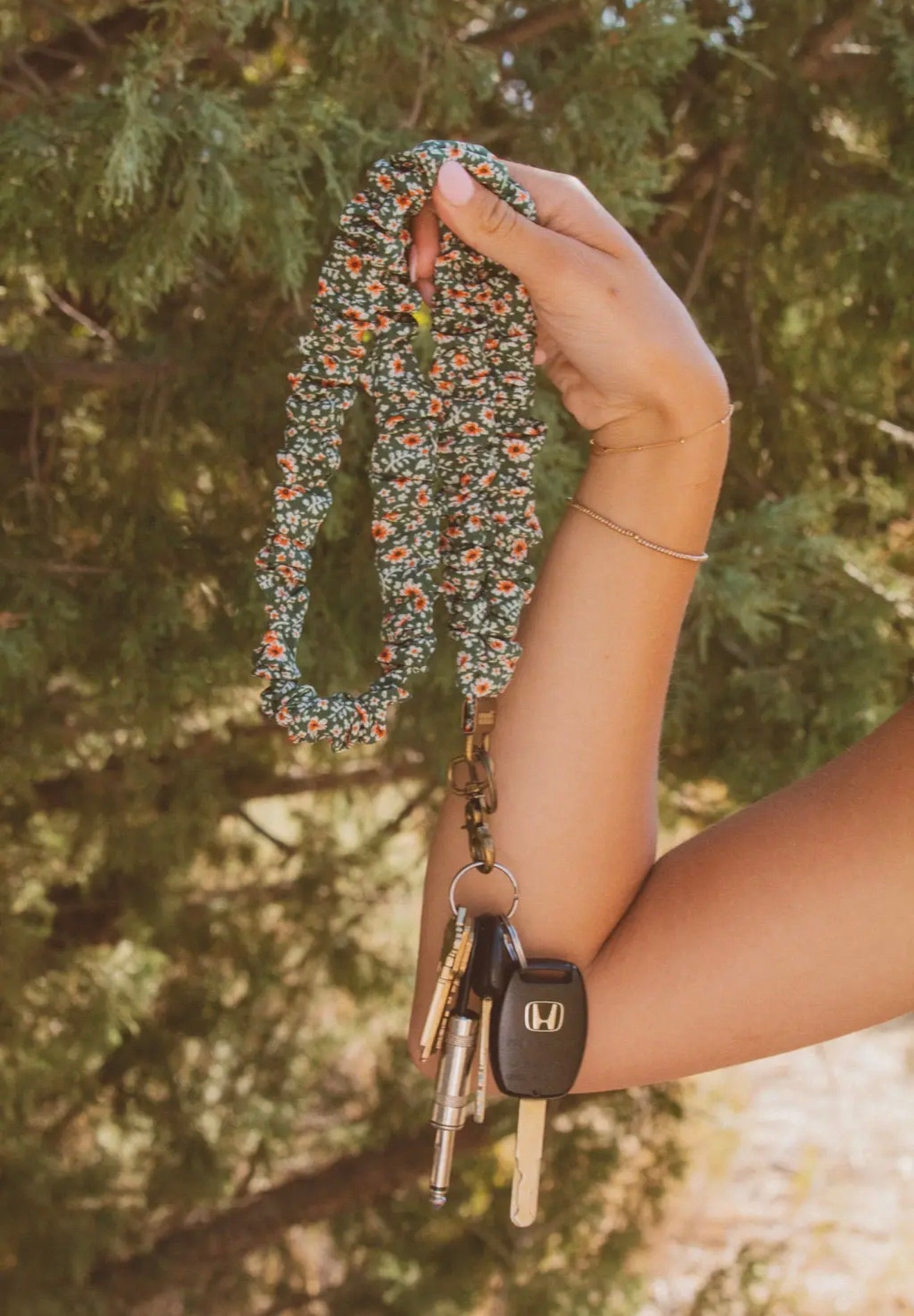 Green Floral Lanyard