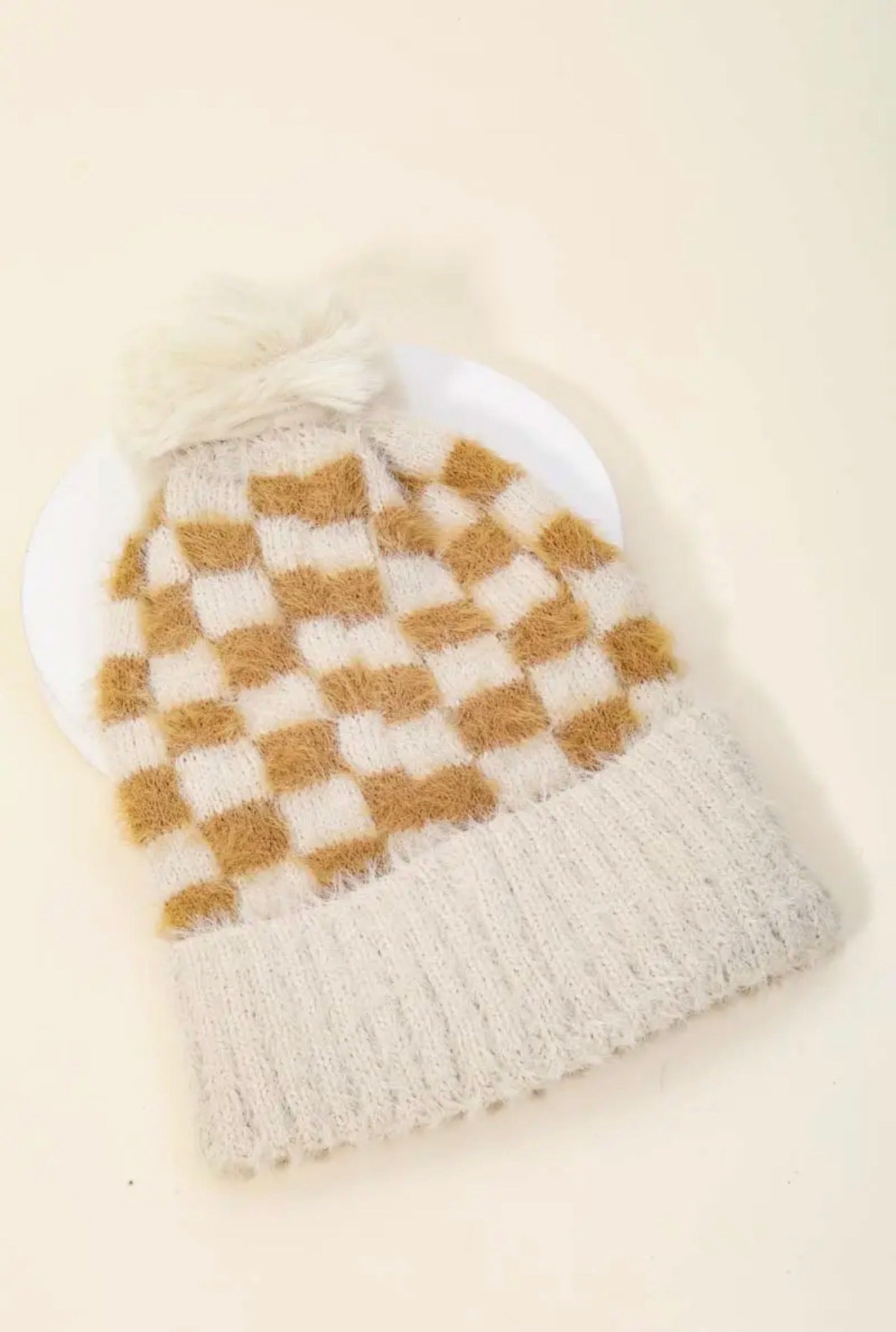 Fuzzy Checker Beanie