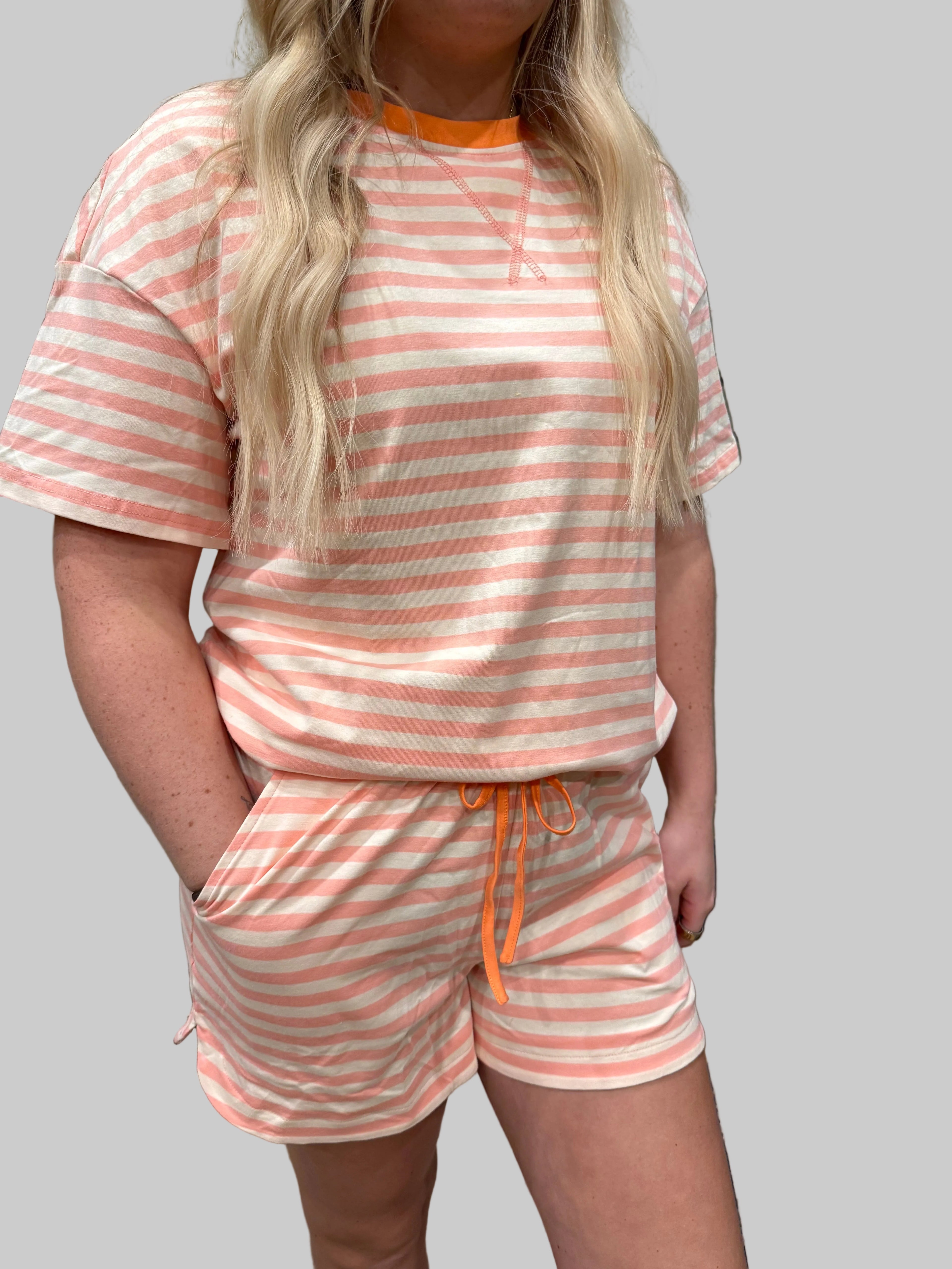 Short Sleeve Striped Set