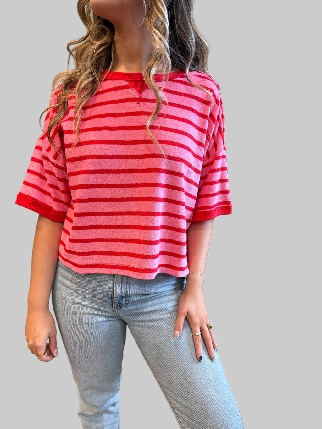 Valentine Striped Crop