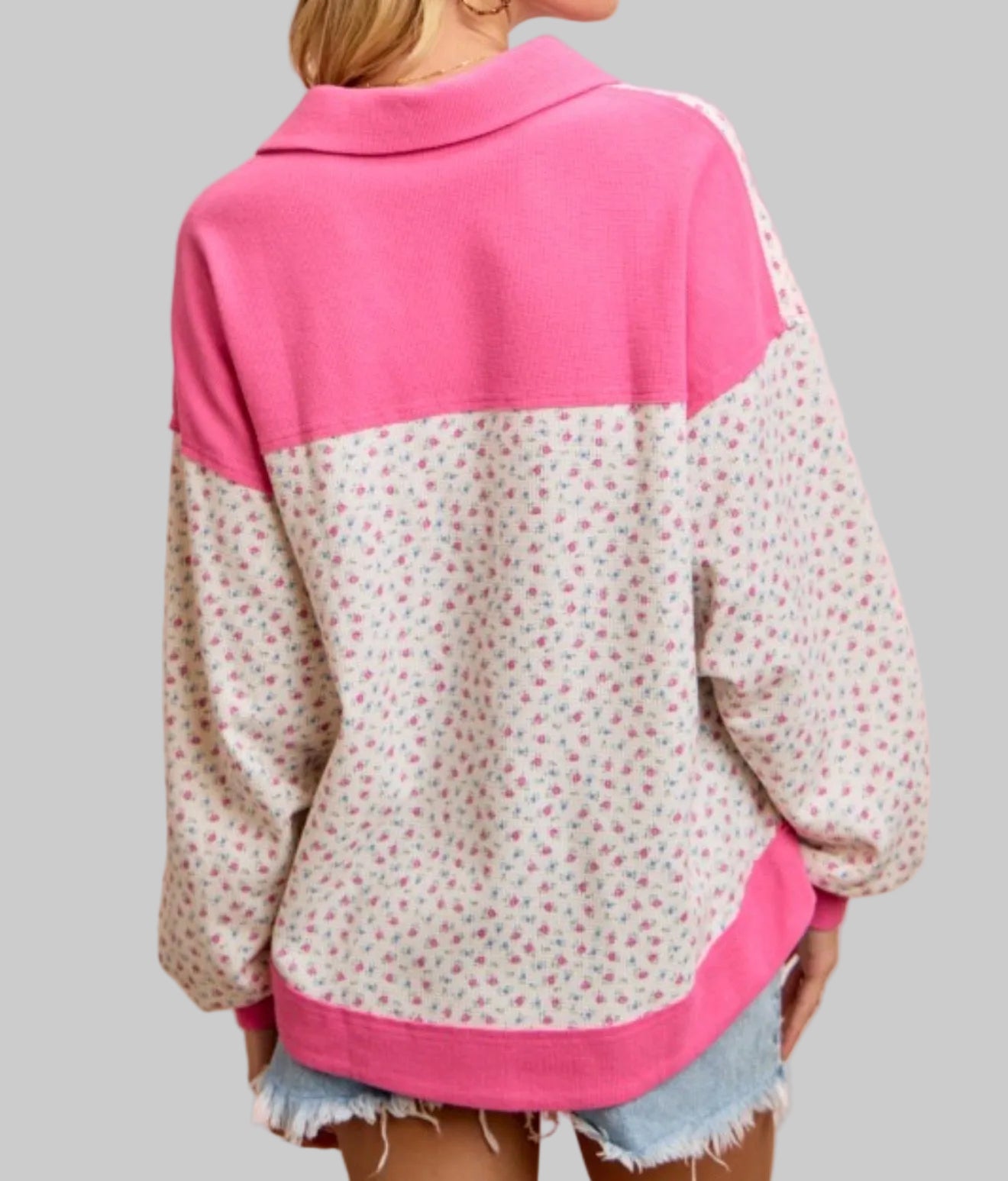 Floral Button Collar Top