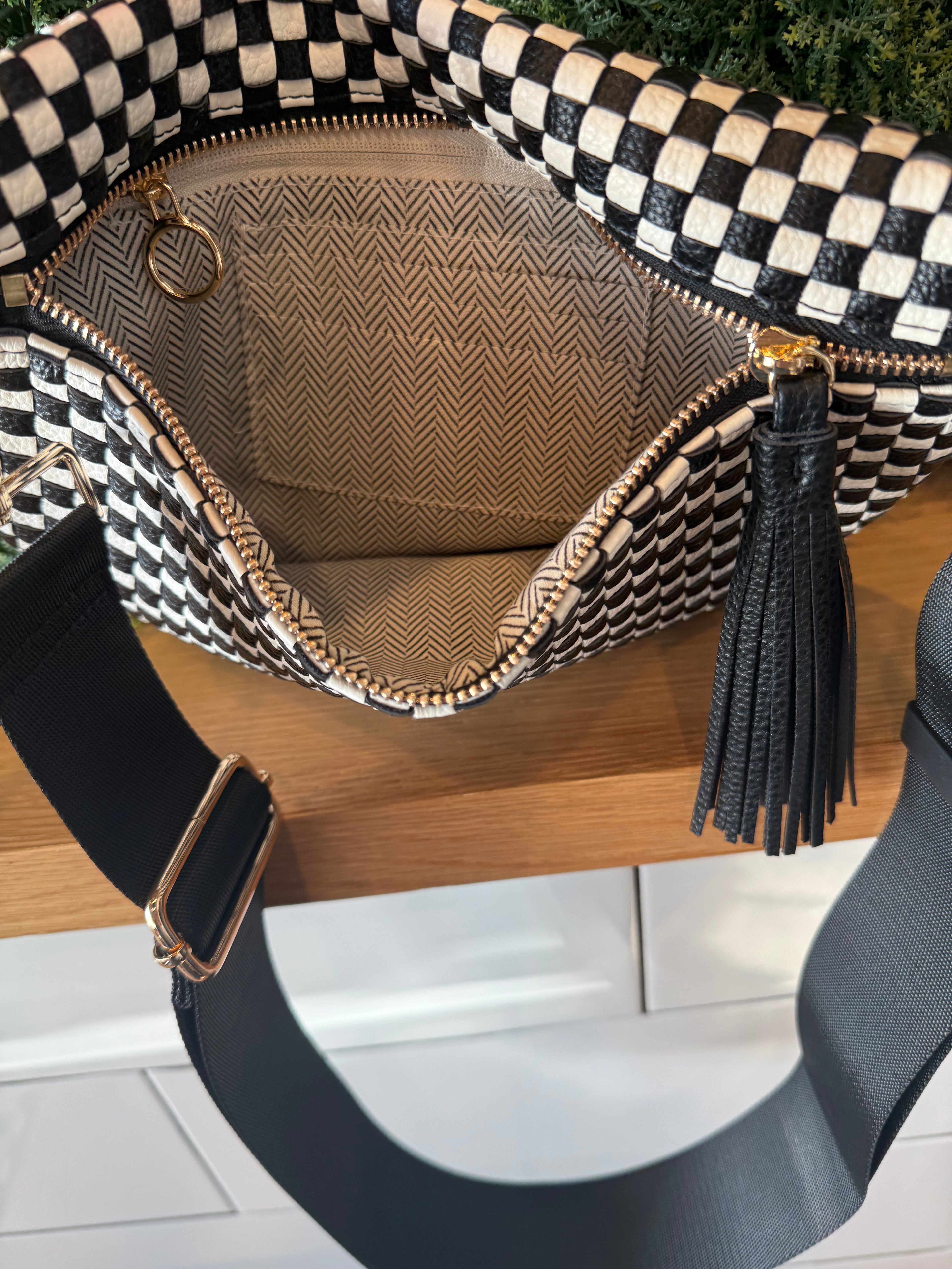 Black Checkered Bag