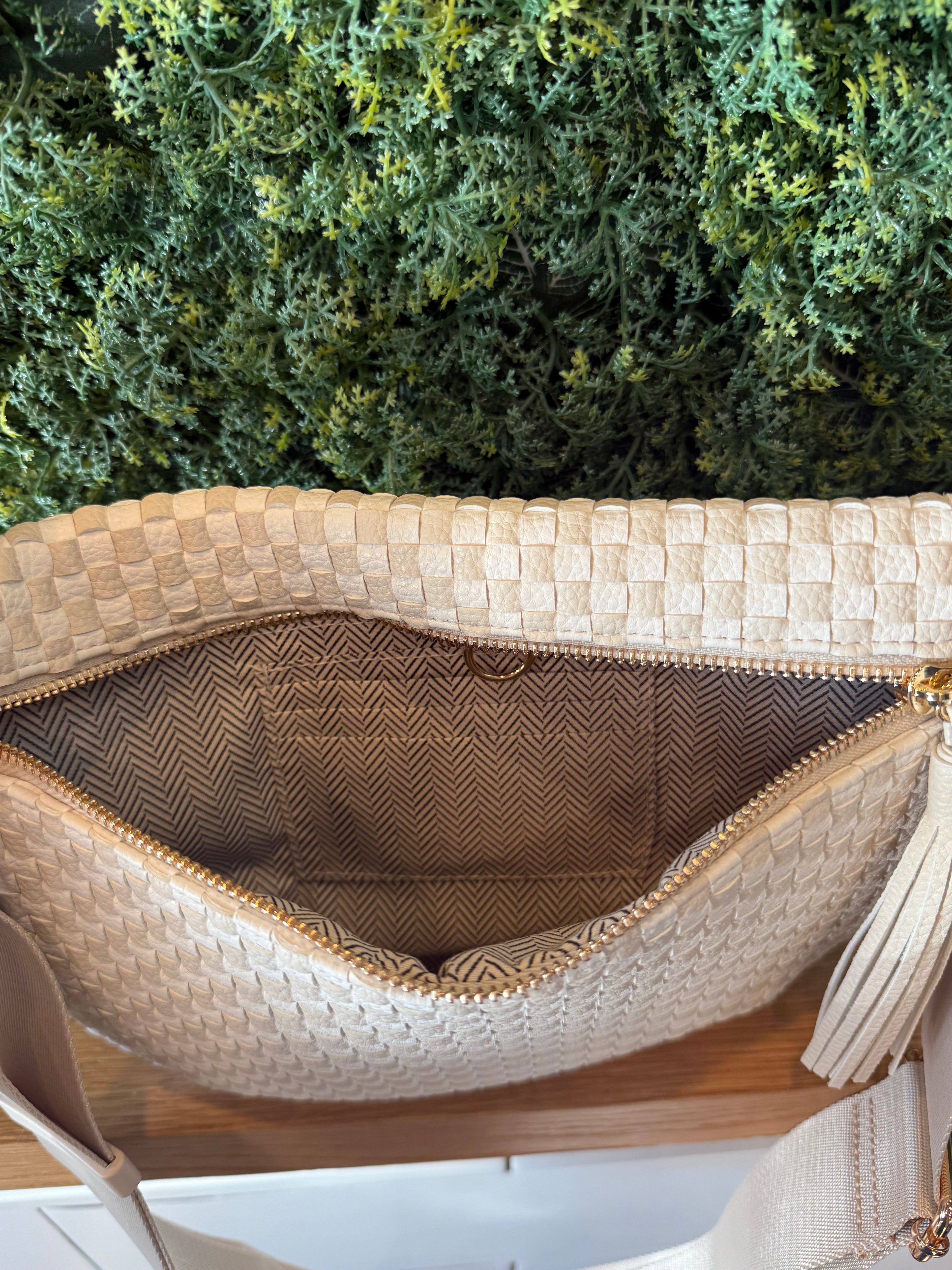 Beige Checkered Bag